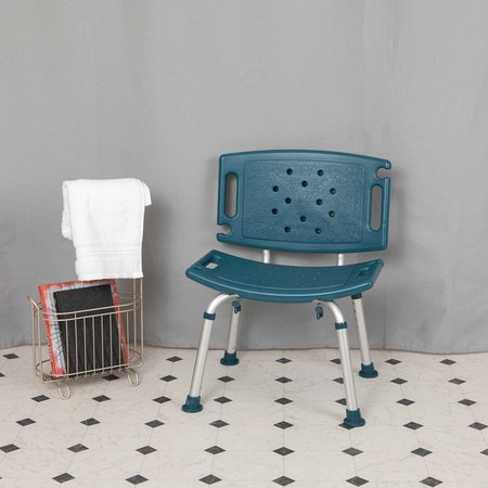 Flash Furniture 15" L, Plastic, Aluminum, Navy Bath & Shower Chair DC-HY3501L-NV-GG